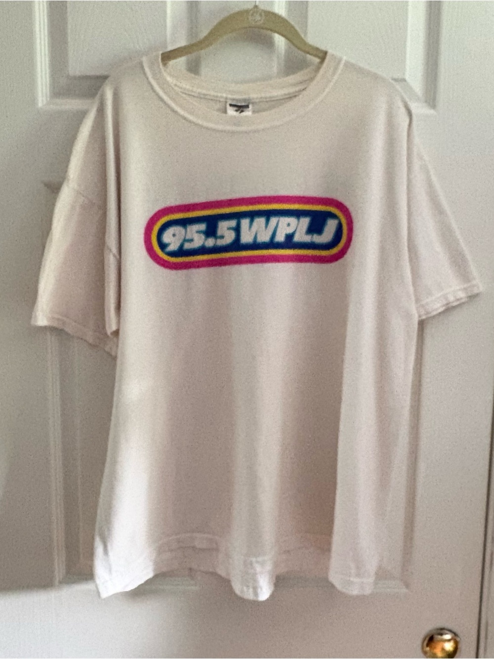 Jerzees Men’s WPLJ 95.5 Radio Station Graphic T-Shirt White XL